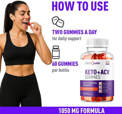 (2 Pack) Ultra Quick Keto ACV Gummies Weight Loss, Ultra Quick Keto ACV Gummies, Ultraquick Keto ACV Gummies, Ultraquick Keto plus ACV Support Gummies, Ultra Quick Weight Loss Gummies for 2 Months