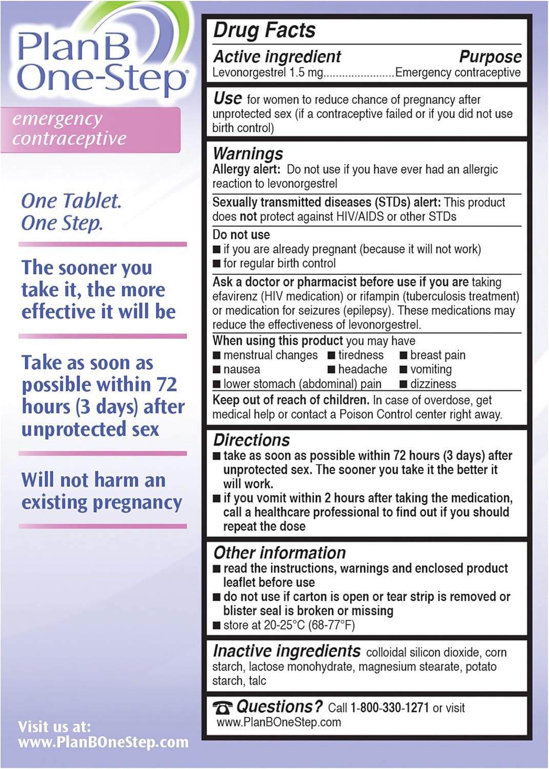 One-Step Emergency Contraceptive, 1.5 Mg (1 Tablet)