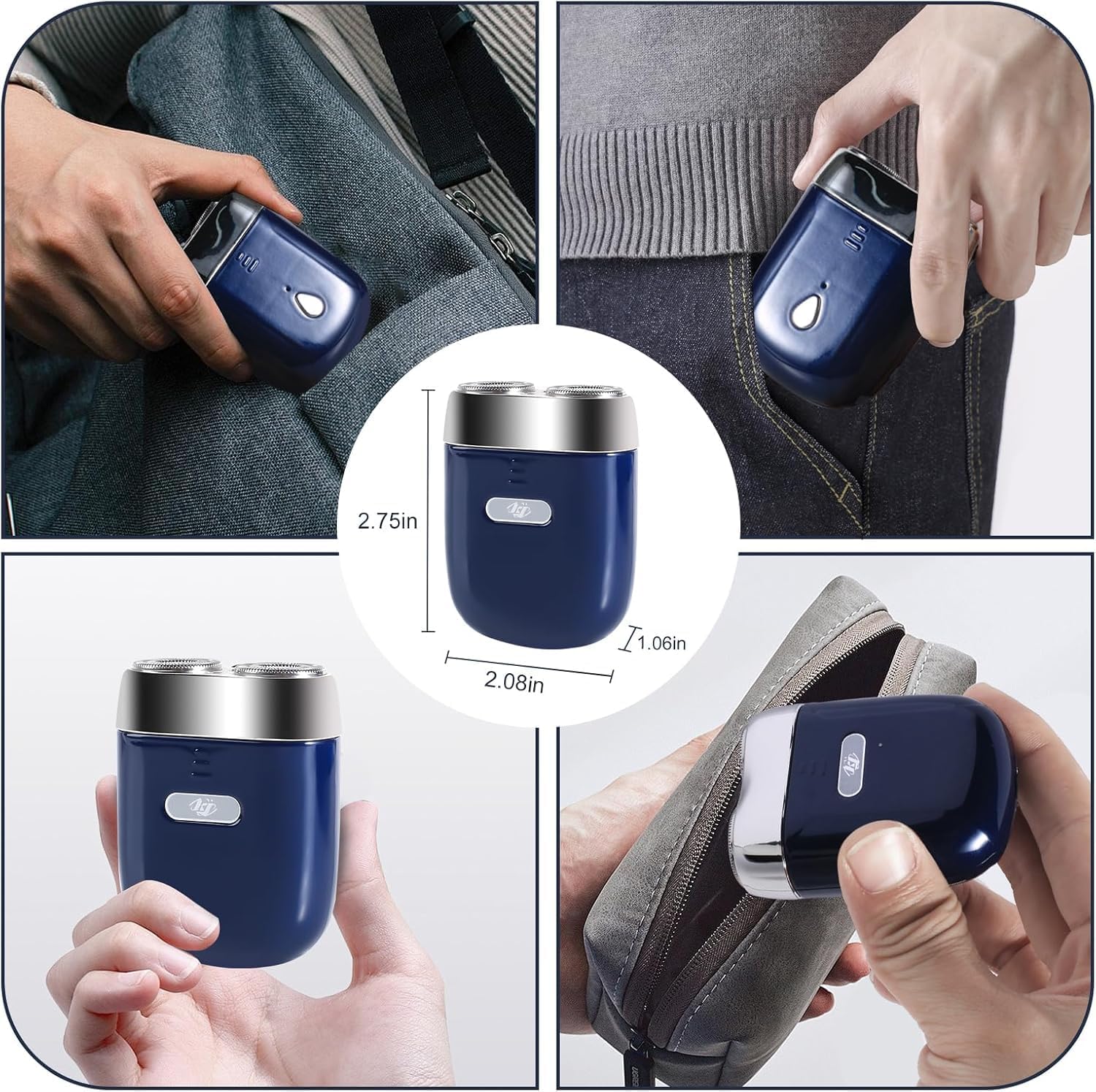 Mini Electric Shaver - USB C Fast Charge Portable Small Shavers for Men | Women - Dual Head Pocket Shaver Washable Travel Electric Razor & Powerful Wet and Dry Mini Razor - Easy One Button Use