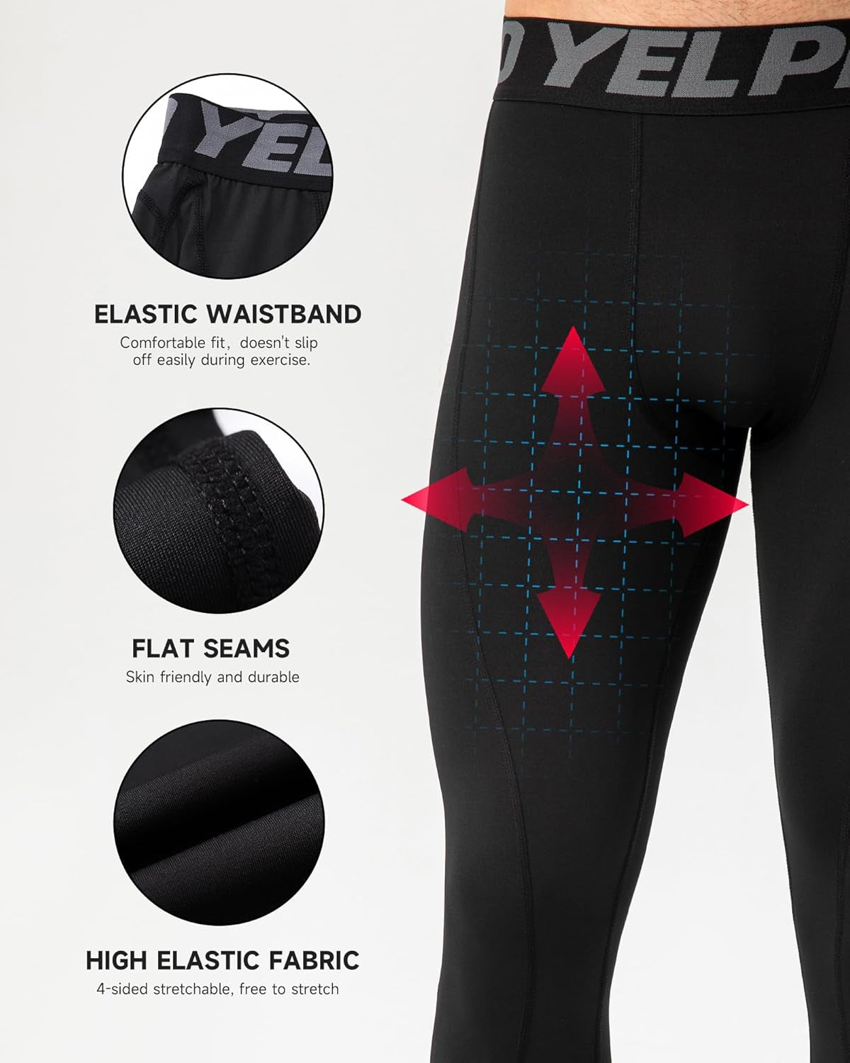 Men'S Compression Pants Cool Dry Baselayer Tights Leggings
