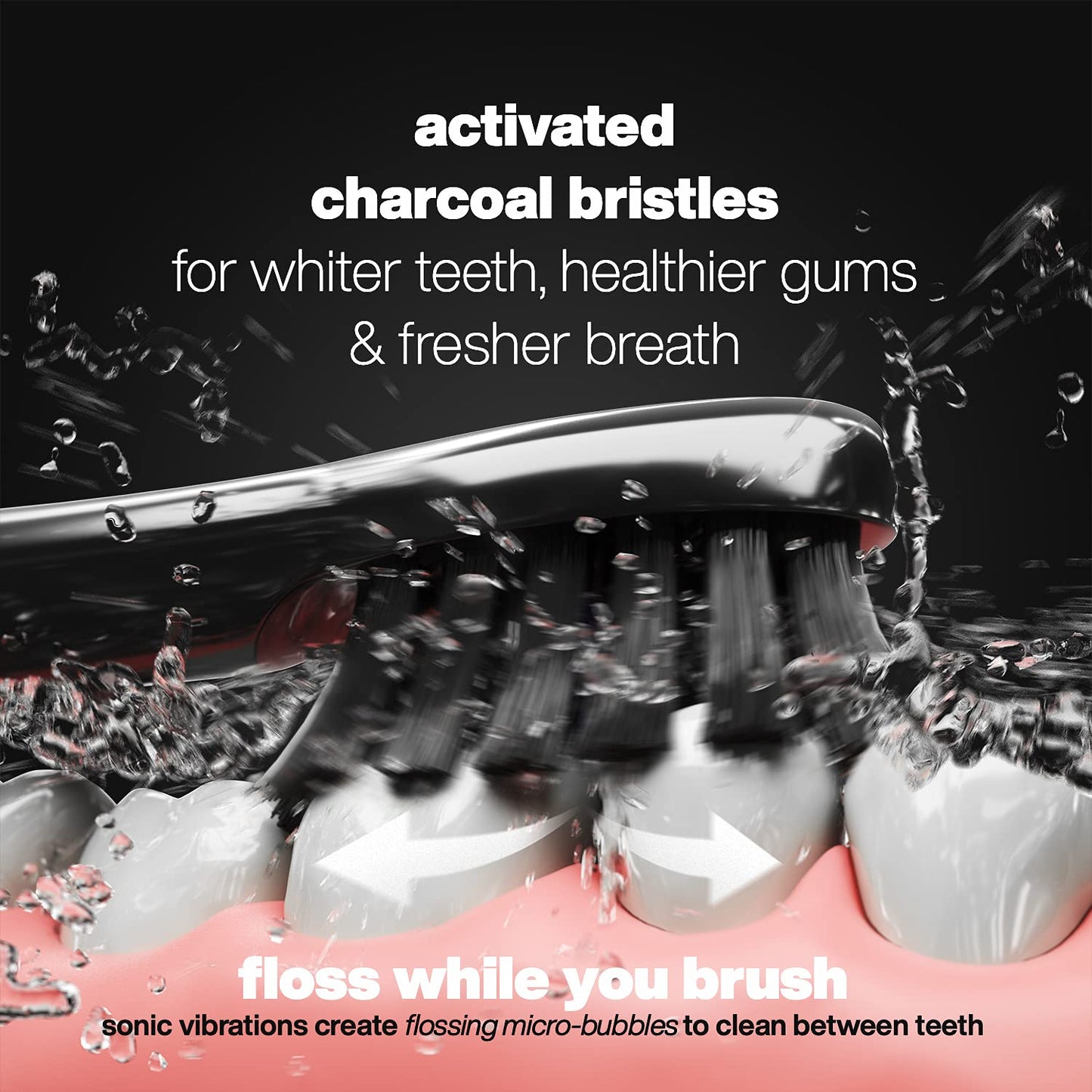 Aquasonic Pulse – Ultra Whitening Electric Toothbrush W Activated Charcoal Whitening Bristles – Sonic Rechargeable Toothbrush – 3 Modes & Smart Timers – Lasts 45 Days – Home & Travel Toothbrush