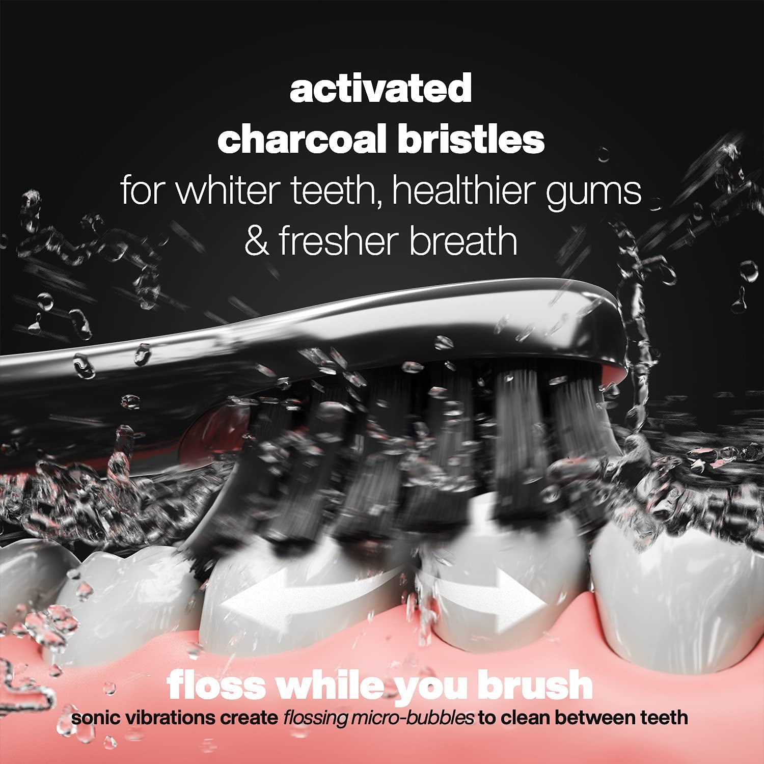 Aquasonic Pulse – Ultra Whitening Electric Toothbrush W Activated Charcoal Whitening Bristles – Sonic Rechargeable Toothbrush – 3 Modes & Smart Timers – Lasts 45 Days – Home & Travel Toothbrush