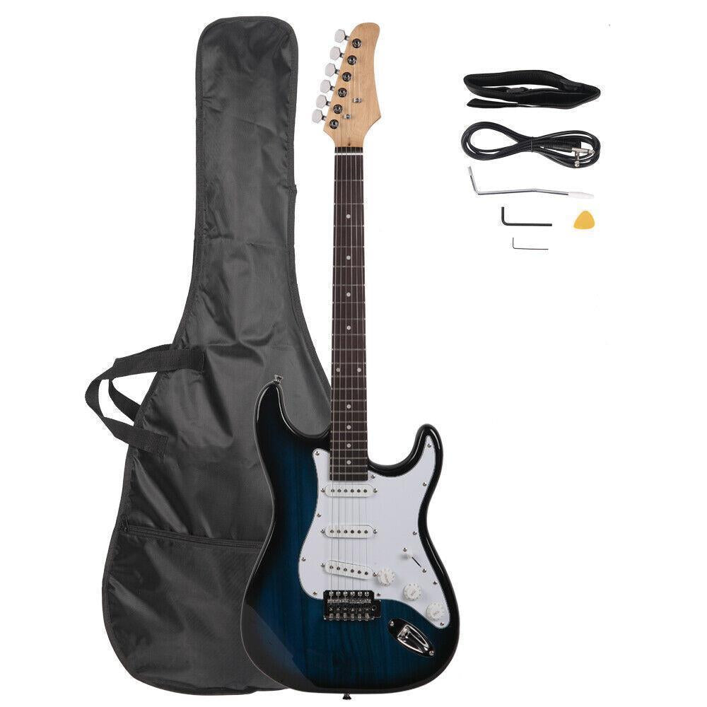39.37" Beginner Sunset Electric Guitar +Bag Case +Cable +Strap +Picks 7 Color