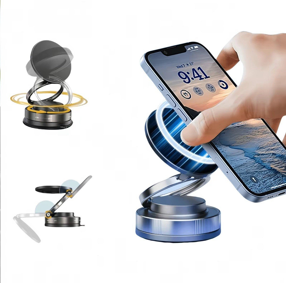 Adjustable 360° Magnetic Suction Vacuum Cell Phone Holder Car/Gym/Mirror