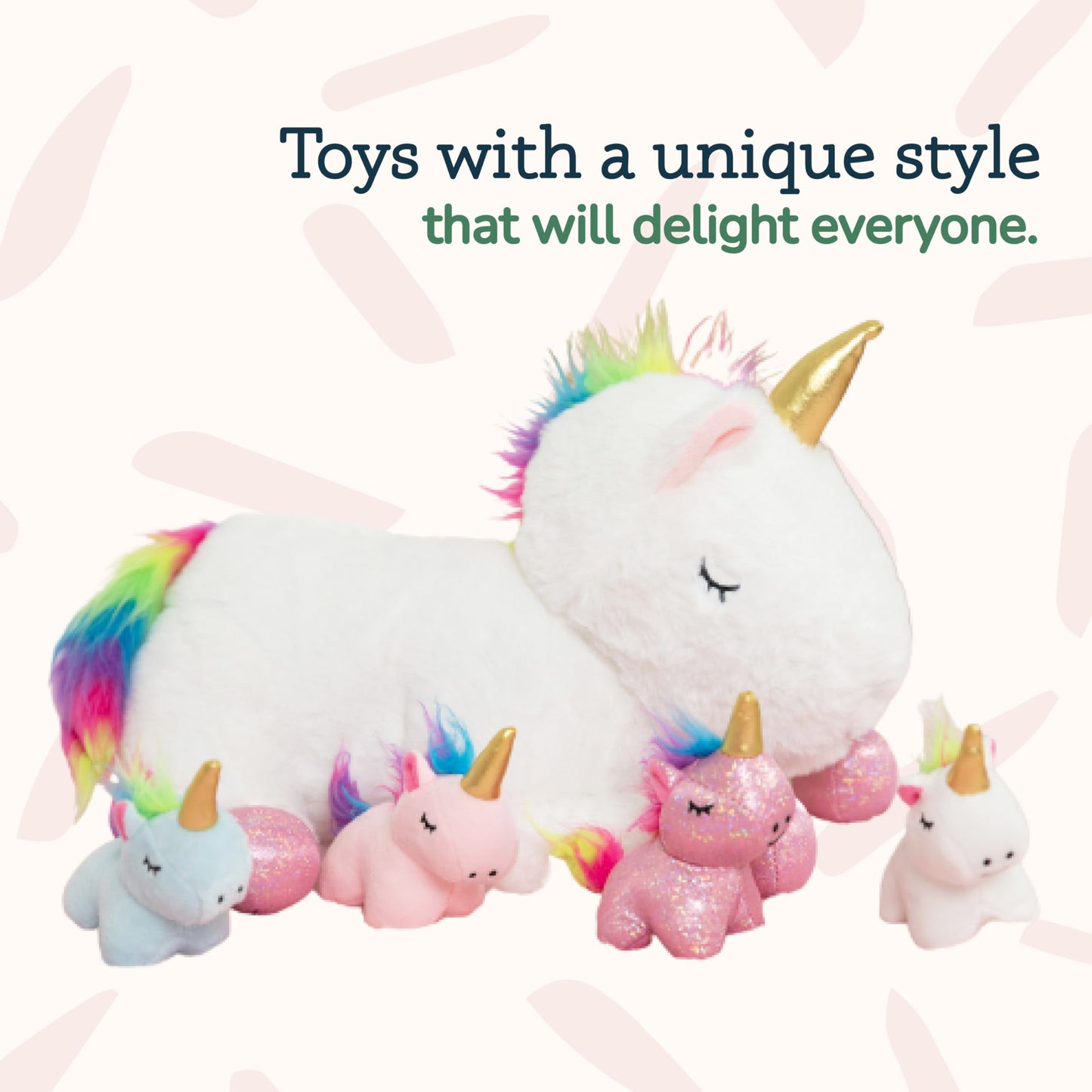 Unicorn Stuffed Animals for Girls, Set of 5 - Mommy with Babies - Magical Giant Stuffed Animal - Enchanting Unicorn with Babies Set - Plush Animals for Kids
