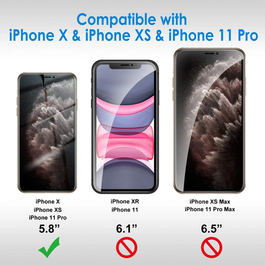 Privacy Screen Tempered Glass Protector for Iphone 11 Pro and Iphone Xs/X, Anti-Spy Tempered Glass Film, 3-Pack