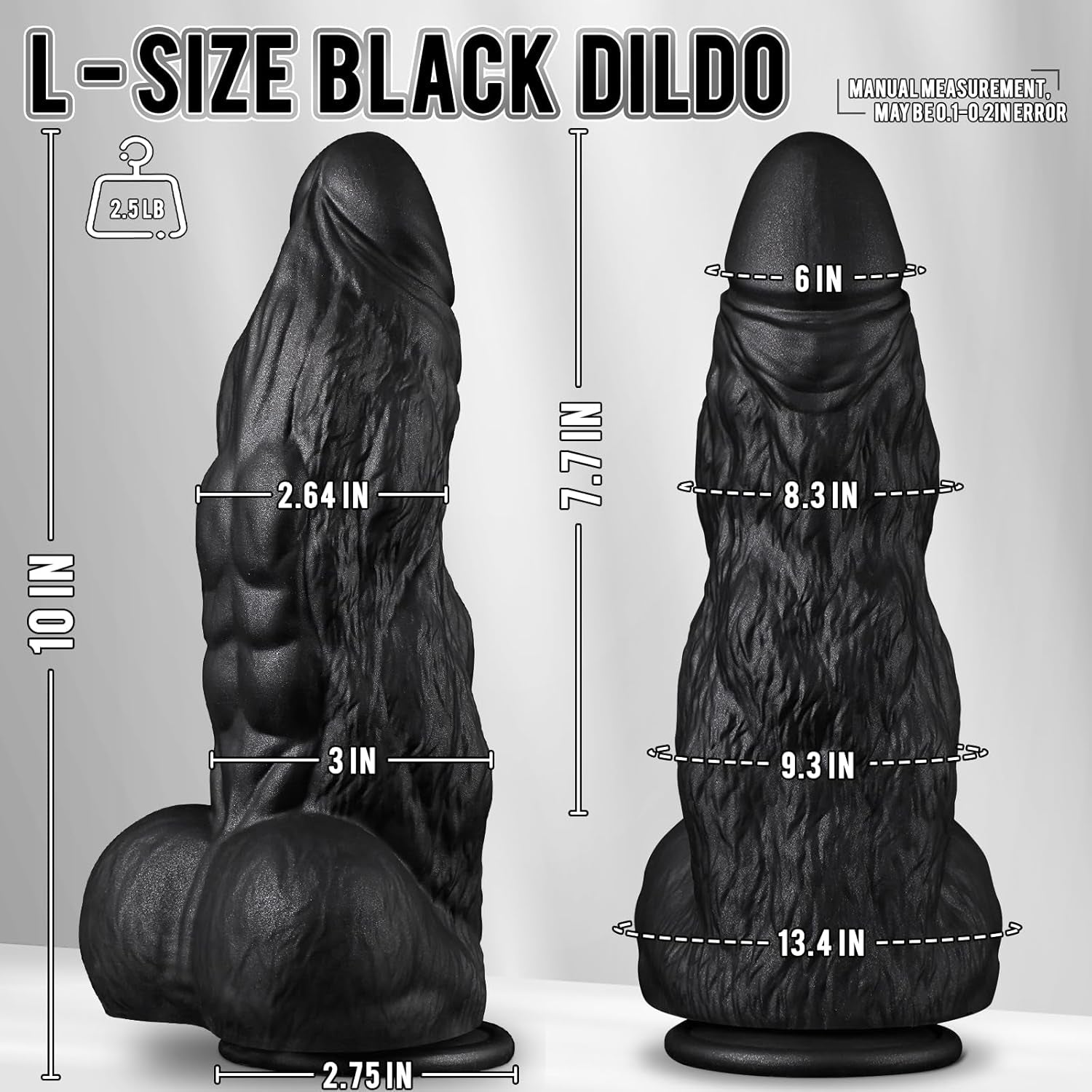 3 Inch Diameter BBC Huge Thick Dildo, 10 Inch Monster Big Black Dildos with Strong Suction Cup, Realistic Silicone Large Anal Dildos Adult Sex Toys for Gay Female Mastuabtion