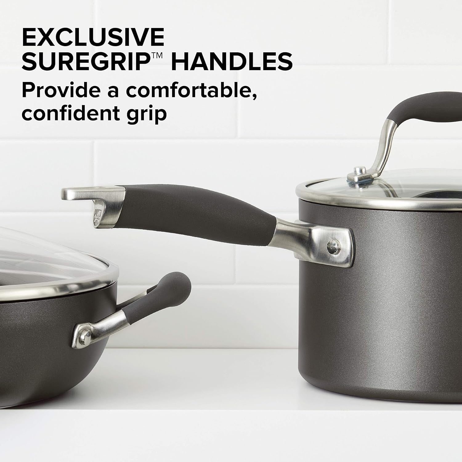 Advanced Hard Anodized Nonstick Cookware Pots and Pans Set, 11-Piece, Gray