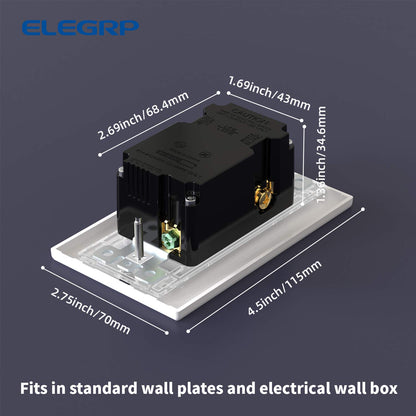 USB Wall Outlet Receptacle with Dual 4.0 a USB Ports, 15 Amp Duplex Tamper Resistant Receptacle, Charging Power Outlet with USB Ports, Wall Plate Included, UL Listed (1 Pack, Glossy Black)