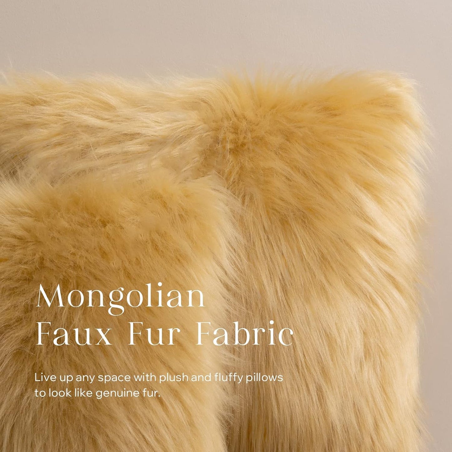 Pack of 2 Faux Fur Throw Pillow Covers Cushion Covers Luxury Soft Decorative Pillowcase Fuzzy Pillow Covers for Bed/Couch,Ginger 20 X 20 Inches
