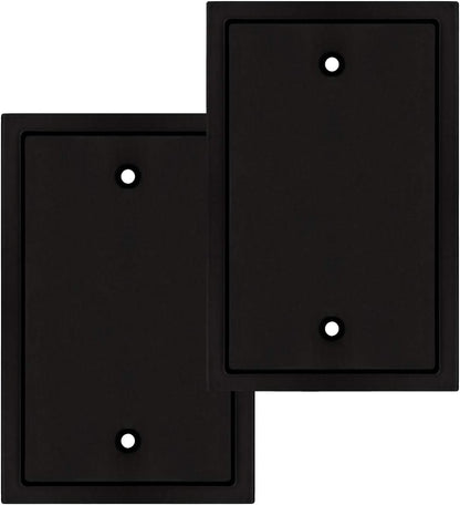 Modern Edge Switch Plate Wall Plate Outlet Cover, Durable Solid Zinc Alloy (Single Blank 2PK, Matte Black)