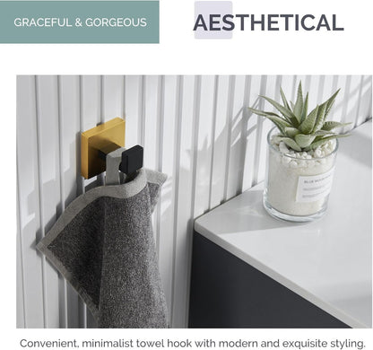 Towel Hook Black & Gold, 304 Stainless Steel Square Robe Bathroom Hook for Wall