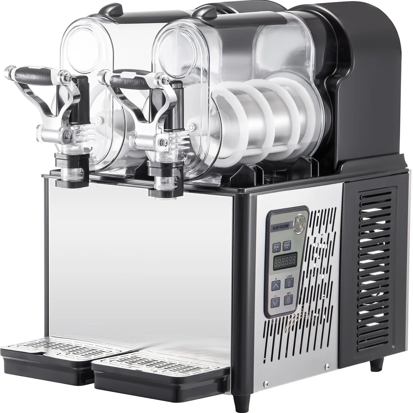 3Lx2 Commercial Slushy Machine Stainless Steel Margarita Slushie Maker Frozen Drink Maker for Ice Juice Tea Coffee Making, Sliver