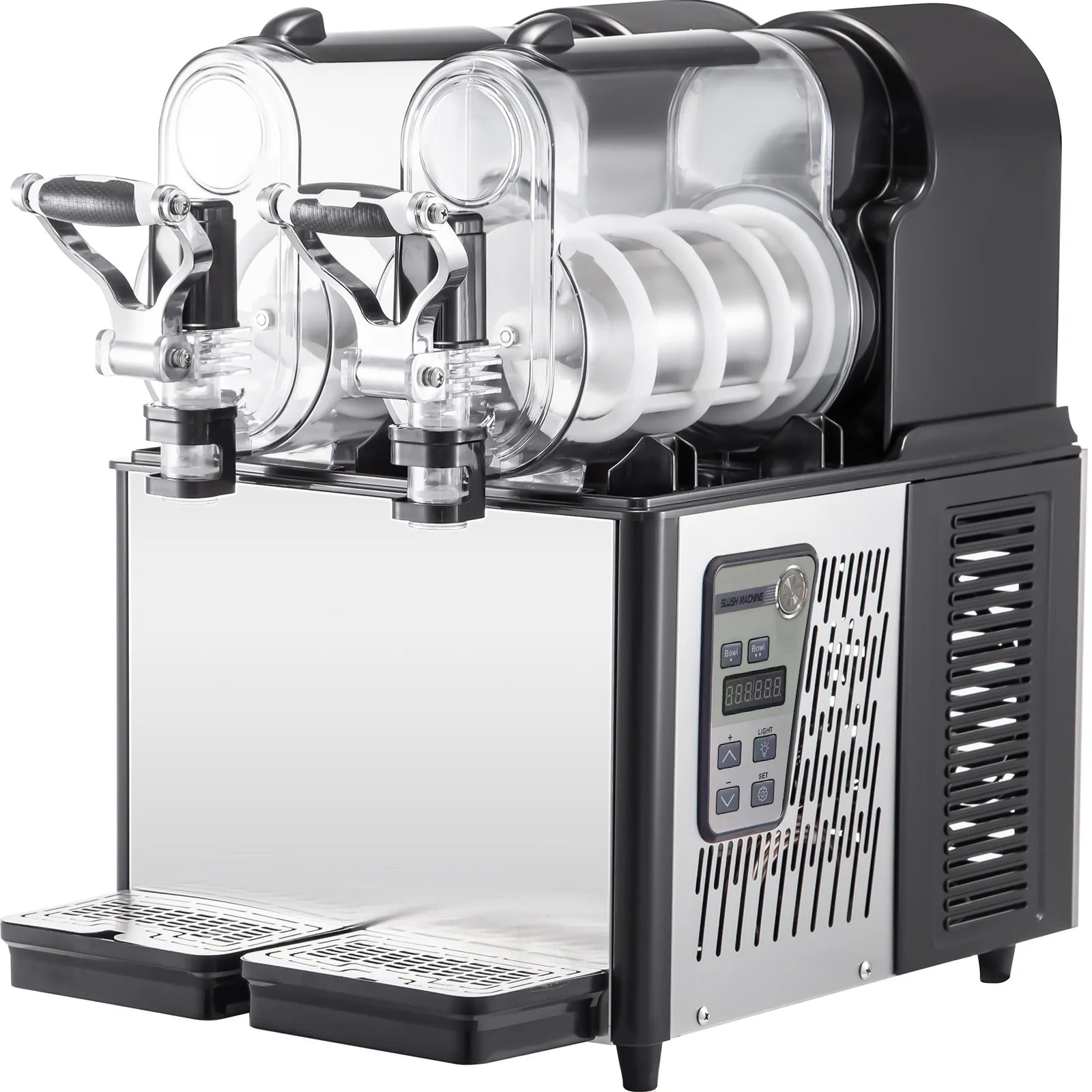 3Lx2 Commercial Slushy Machine Stainless Steel Margarita Slushie Maker Frozen Drink Maker for Ice Juice Tea Coffee Making, Sliver