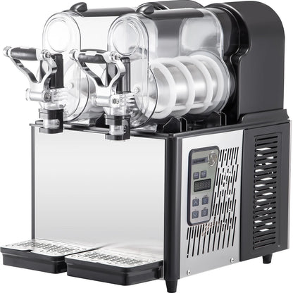 3Lx2 Commercial Slushy Machine Stainless Steel Margarita Slushie Maker Frozen Drink Maker for Ice Juice Tea Coffee Making, Sliver
