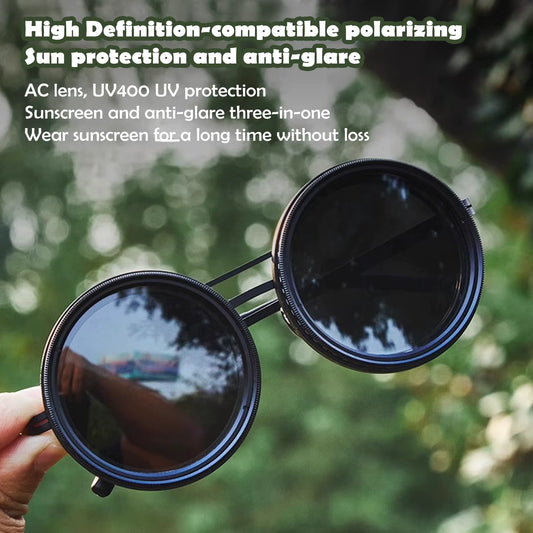 1-9 Gears Adjustable Sunglasses Rounded Polarized Glasses with ND Filter Lenses Handcrafted Retro Glasses Unisex Vintage Style