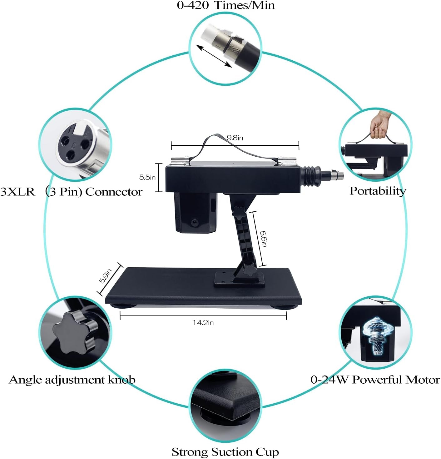 Sex Machine with Big Black Dildo Automatic Thrusting Love Machine with Suction Cup Adapter for Men and Women, Female Sex Toy Dildos Masturbation Machine with Powerful Motor