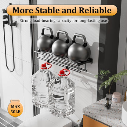 Double Towel Rack for Bathroom,24 Inch Bathroom Tower Holder Towel Shelf with Double Towel Bars Wall Mount,Sus304 Stainless Steel Double Tower Bar for Bathroom Wall,Towel Hanger Matte Black