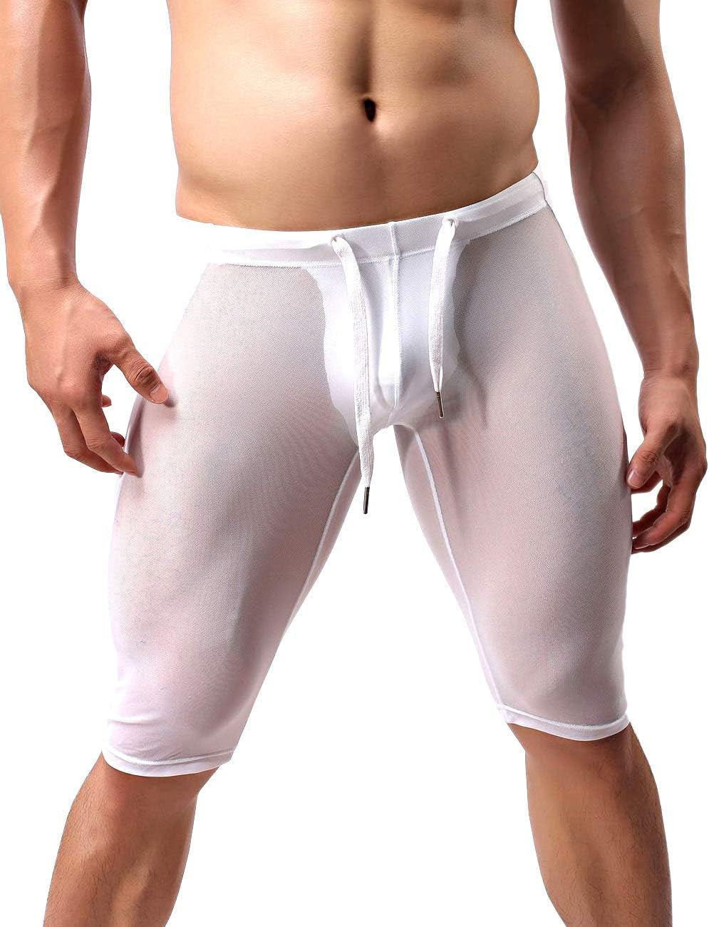 Men'S Fitness Mesh Shorts Yoga Capris See through Jammer Swimsuit Beachwear
