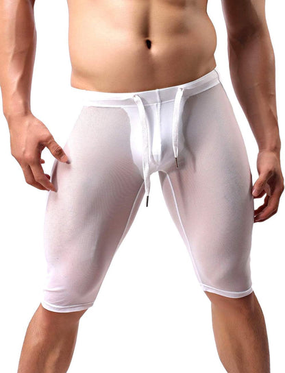 Men'S Fitness Mesh Shorts Yoga Capris See through Jammer Swimsuit Beachwear