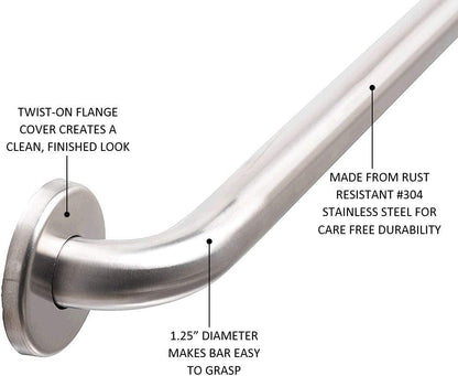 Straight Grab Bar Bath, 18",1.25" Diameter Satin Stainless