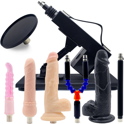 Sex Machine with Big Black Dildo Automatic Thrusting Love Machine with Suction Cup Adapter for Men and Women, Female Sex Toy Dildos Masturbation Machine with Powerful Motor