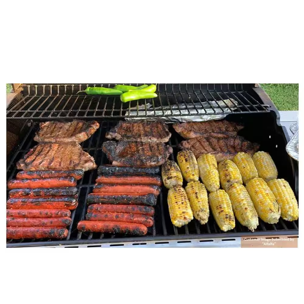 5-Burner Propane Gas Grill in Stainless Steel with Side Burner and Condiment Rack