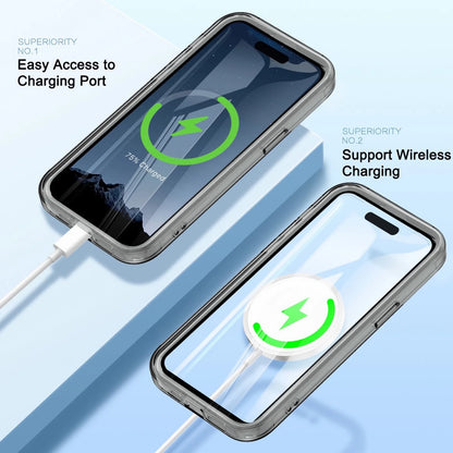 For Iphone 16 Pro Max Case Magnetic, [Compatible with Magsafe] Built-In Screen Protector Shockproof Dustproof Crystal Clear Anti-Scratch Folio Flip Phone Case for Iphone 16 Pro Max, Gray