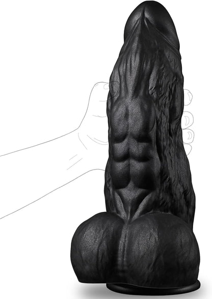 3 Inch Diameter BBC Huge Thick Dildo, 10 Inch Monster Big Black Dildos with Strong Suction Cup, Realistic Silicone Large Anal Dildos Adult Sex Toys for Gay Female Mastuabtion