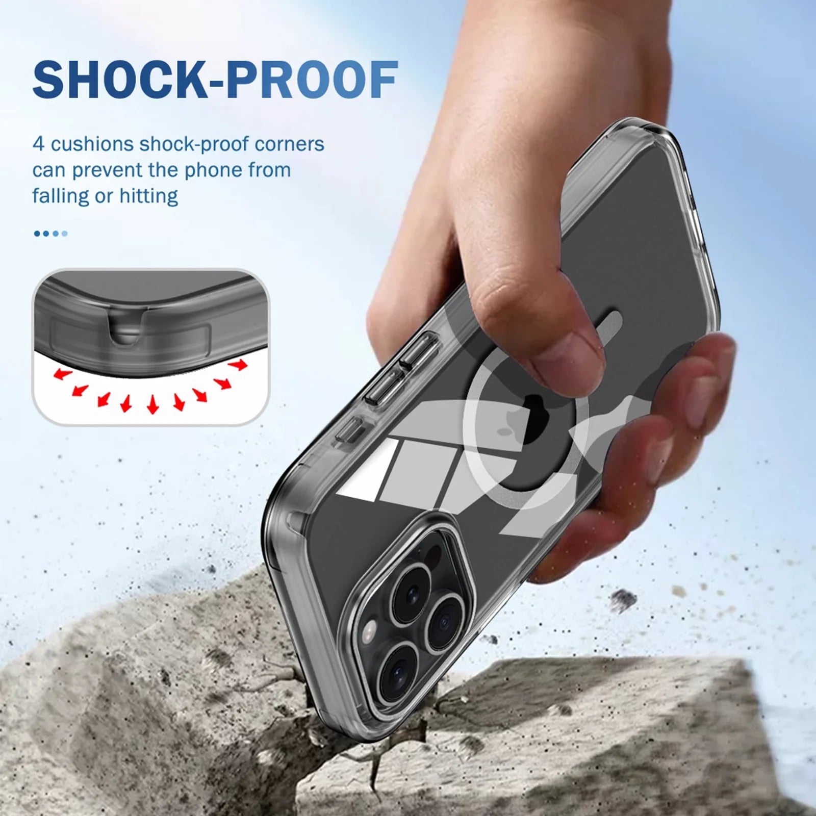 For Iphone 16 Pro Max Case Magnetic, [Compatible with Magsafe] Built-In Screen Protector Shockproof Dustproof Crystal Clear Anti-Scratch Folio Flip Phone Case for Iphone 16 Pro Max, Gray