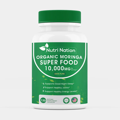 Organic Moringa Supplement 120 Capsules 10,000Mg