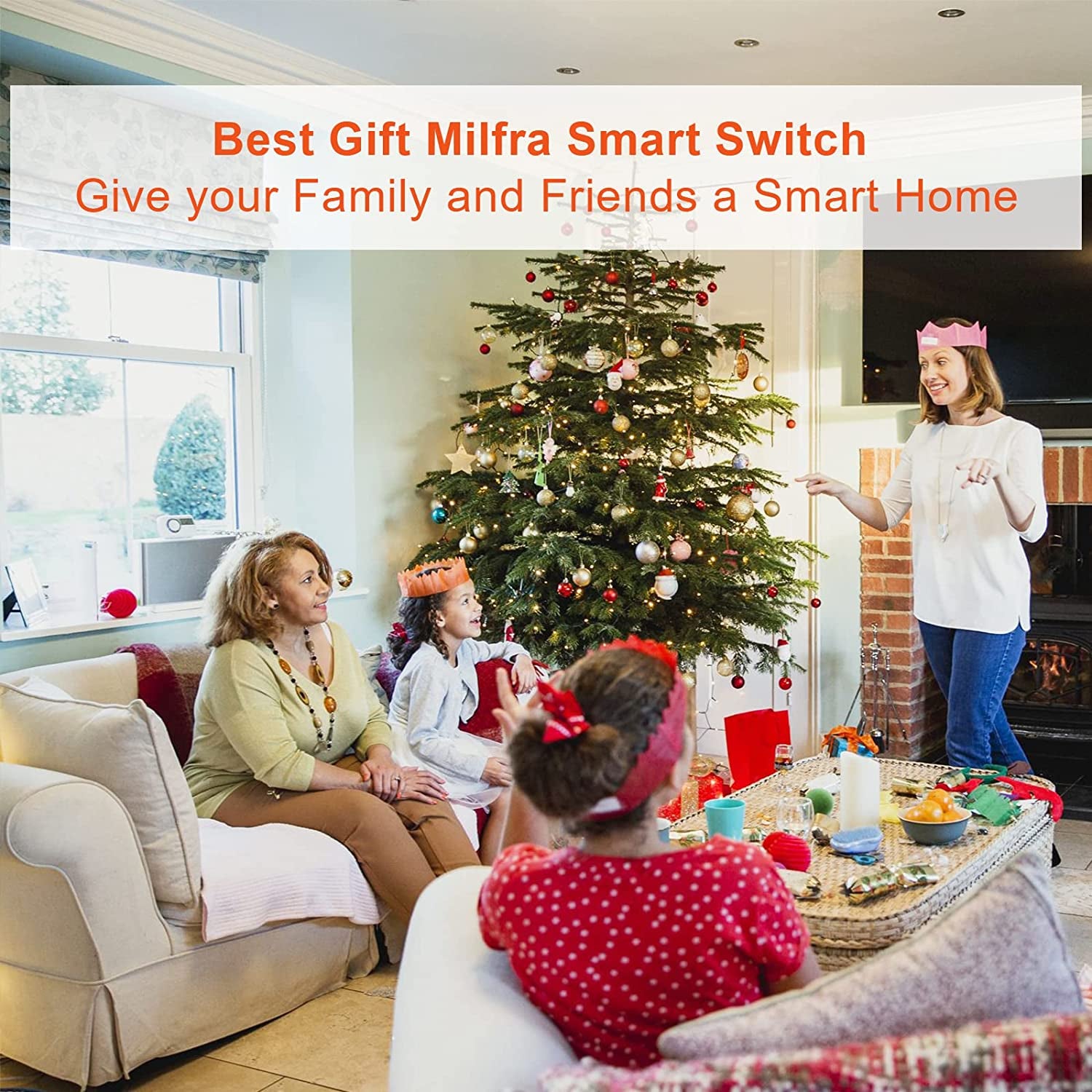 Smart Light Switch 2 Gang Wifi Smart Light Double Switch Compatible with Alexa, Google Assistant,Wireless Control, 2.4G Wifi Smart Light Switch, Single-Pole, Neutral Wire Required