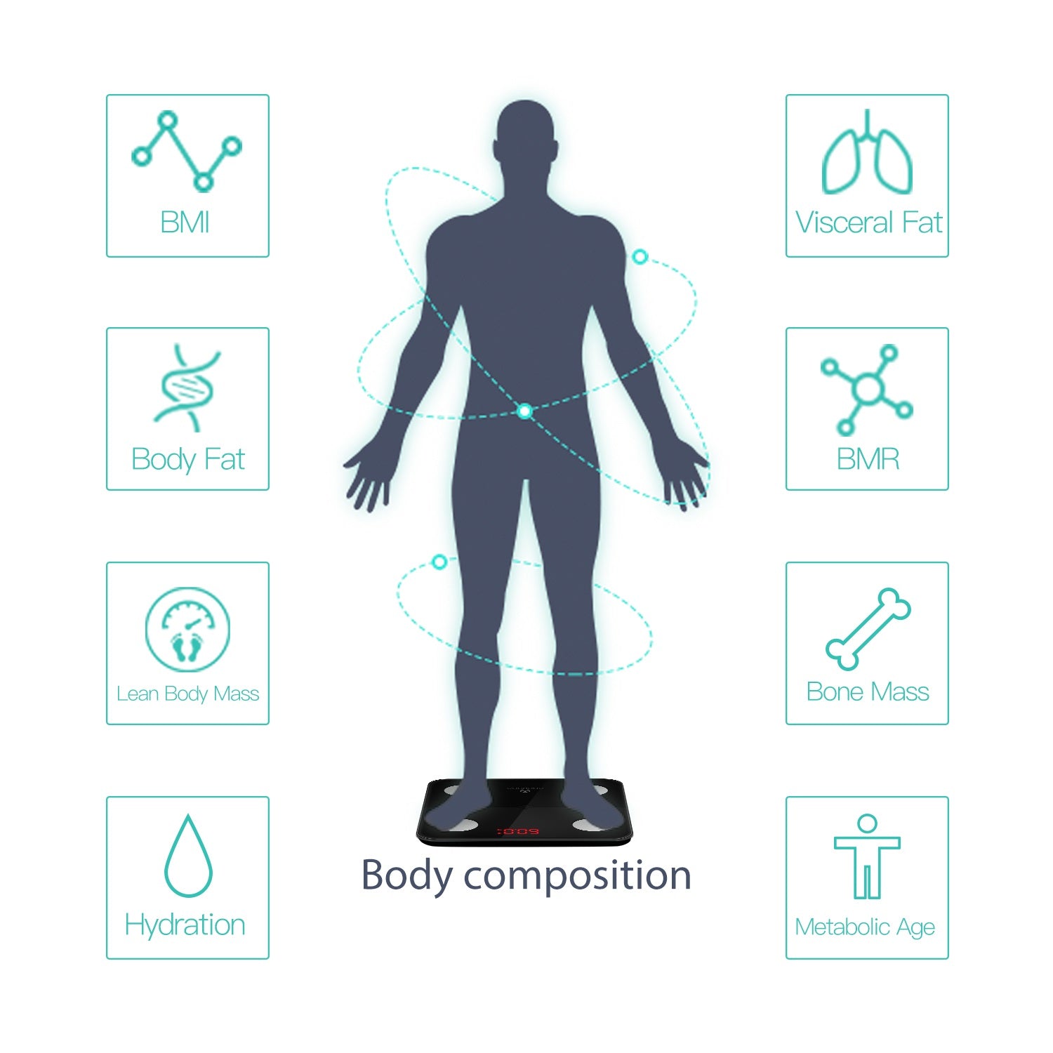 Minimi Smart Body Fat Scale with Bluetooth Detailed Body Composition Analysis, Black