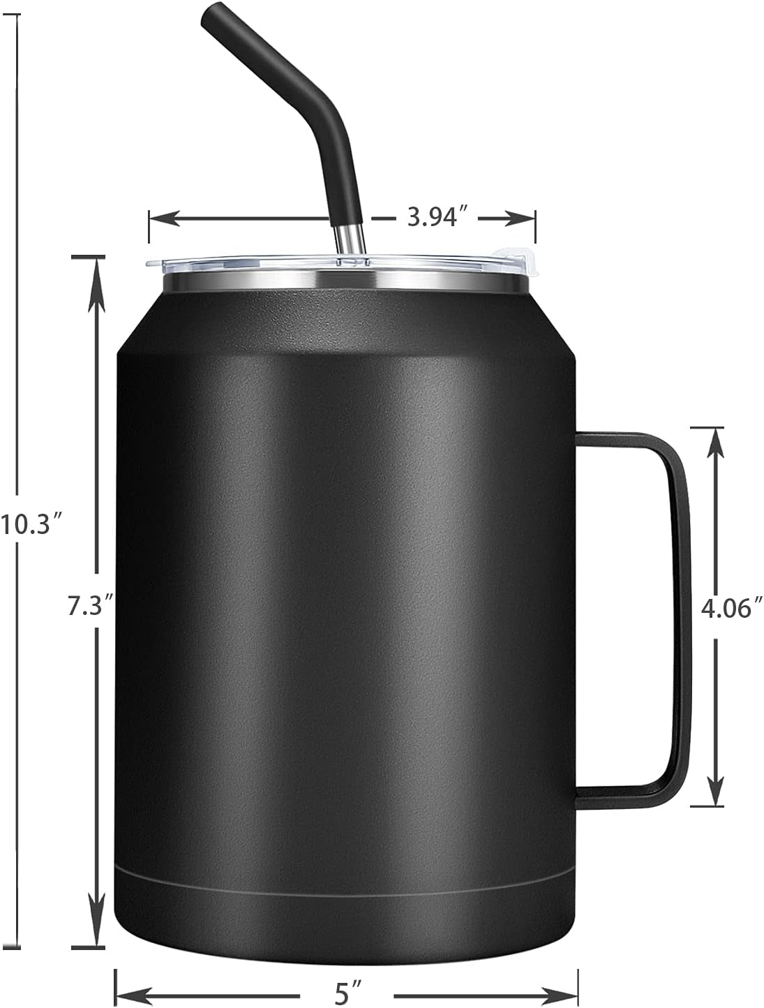 50 Oz Mug Tumbler – Stainless Steel Vacuum Insulated Mug with Handle,Lid and Straw,Keeps Drinks Cold up to 36 Hours – Sweat-Proof Body, Dishwasher Safe