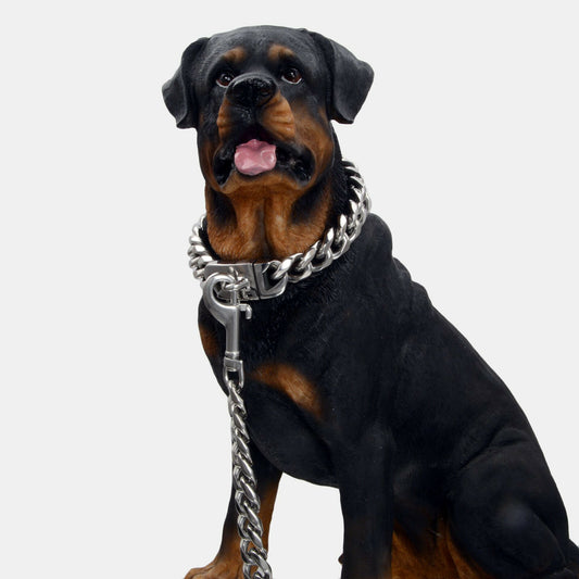 370G Stainless Steel Dog Leash Dog Chain 19Mm Cuban Chain Pets Genuine Leather